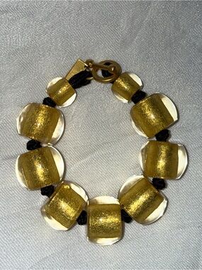Zahara beaded bracelet chunky clear beads with gold interior